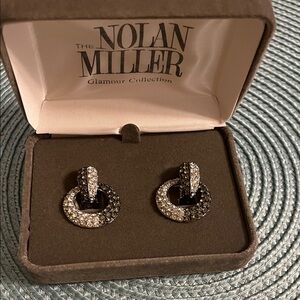 Nolan Miller Convertible Two Tone Crystal Clip On Earrings